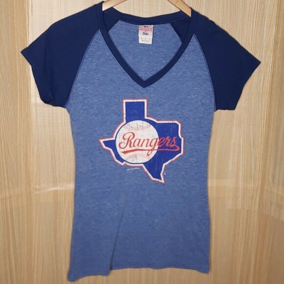 MLB Texas Rangers Womens Short Sleeve Distressed Look Too Medium - Picture 1 of 6